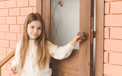 Girl at door