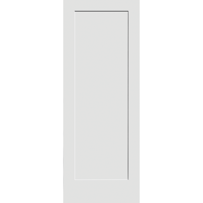 Primed Flat 1-Panel Interior Shaker Door (SH8401) with Square Sticking