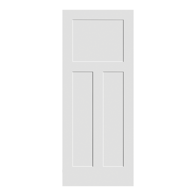 Primed Flat 3-Panel (1 Top/2 Bottom) Interior Shaker Door (SH760) with Square Sticking