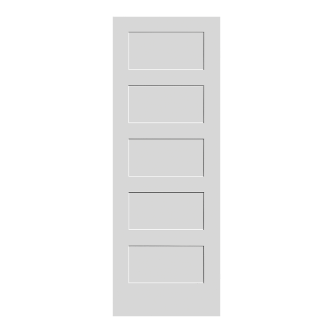 Primed Flat 5-Panel Interior Shaker Door (SH755) with Square Sticking