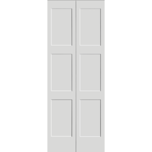 Primed 3-Equal Panel BiFold Shaker Door (SHBF730) with Square Sticking