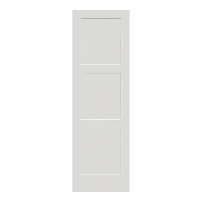 Primed Flat 3-Equal Panel Interior Shaker Door (SH730) with Square Sticking