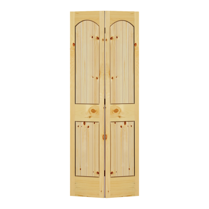2 Panel Arch Top V-Groove Bi-Fold Door