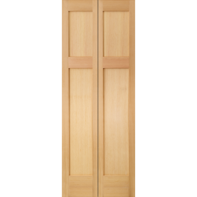 VG Fir Flat 3-Panel BiFold Shaker Door (SFBF760) with Square Sticking